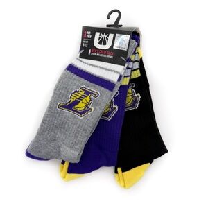 LA Los Angeles Lakers Crew Socks Mens NBA Basketball Fan gear Gift 3 Pairs